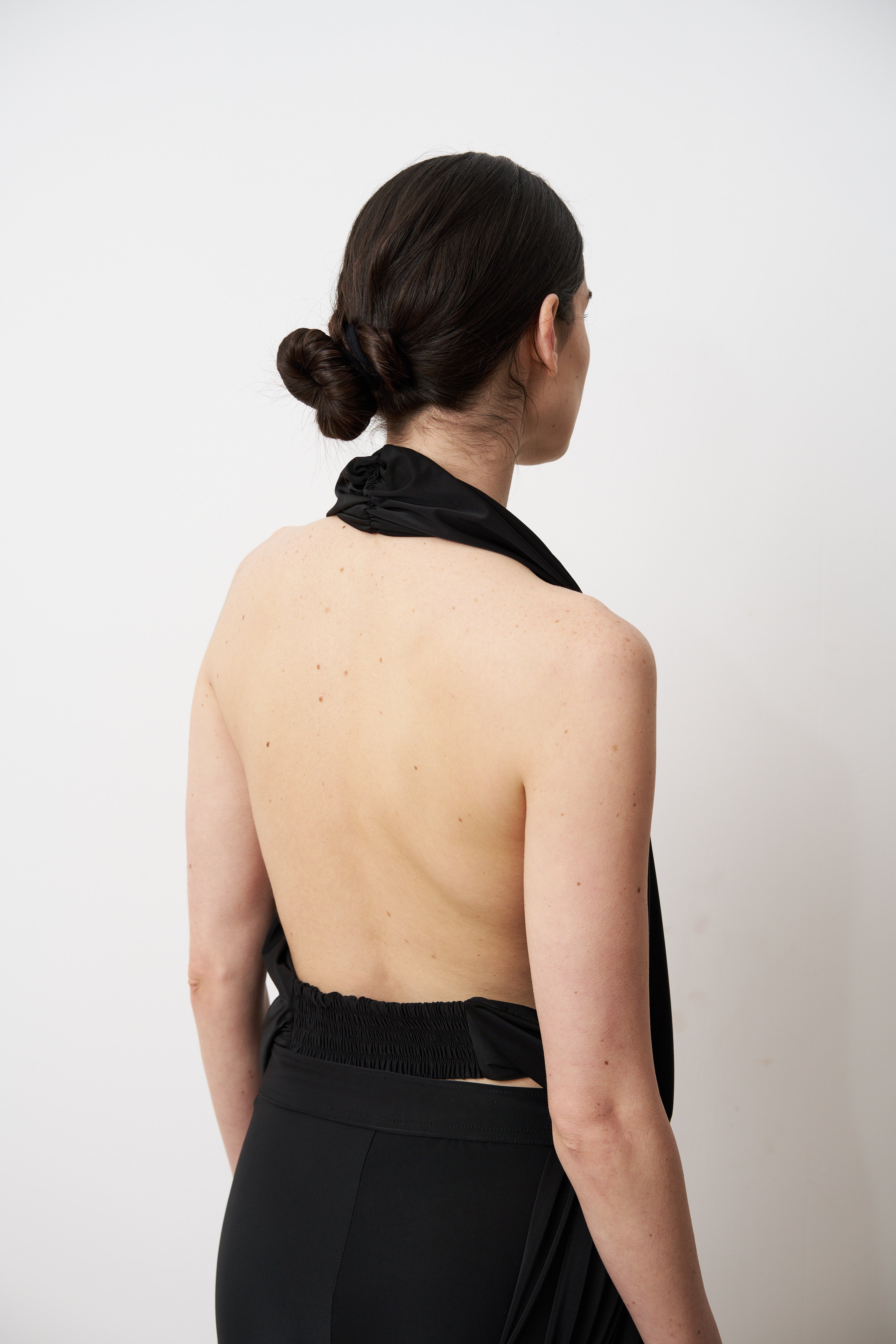 KYANA Draped halter jersey top