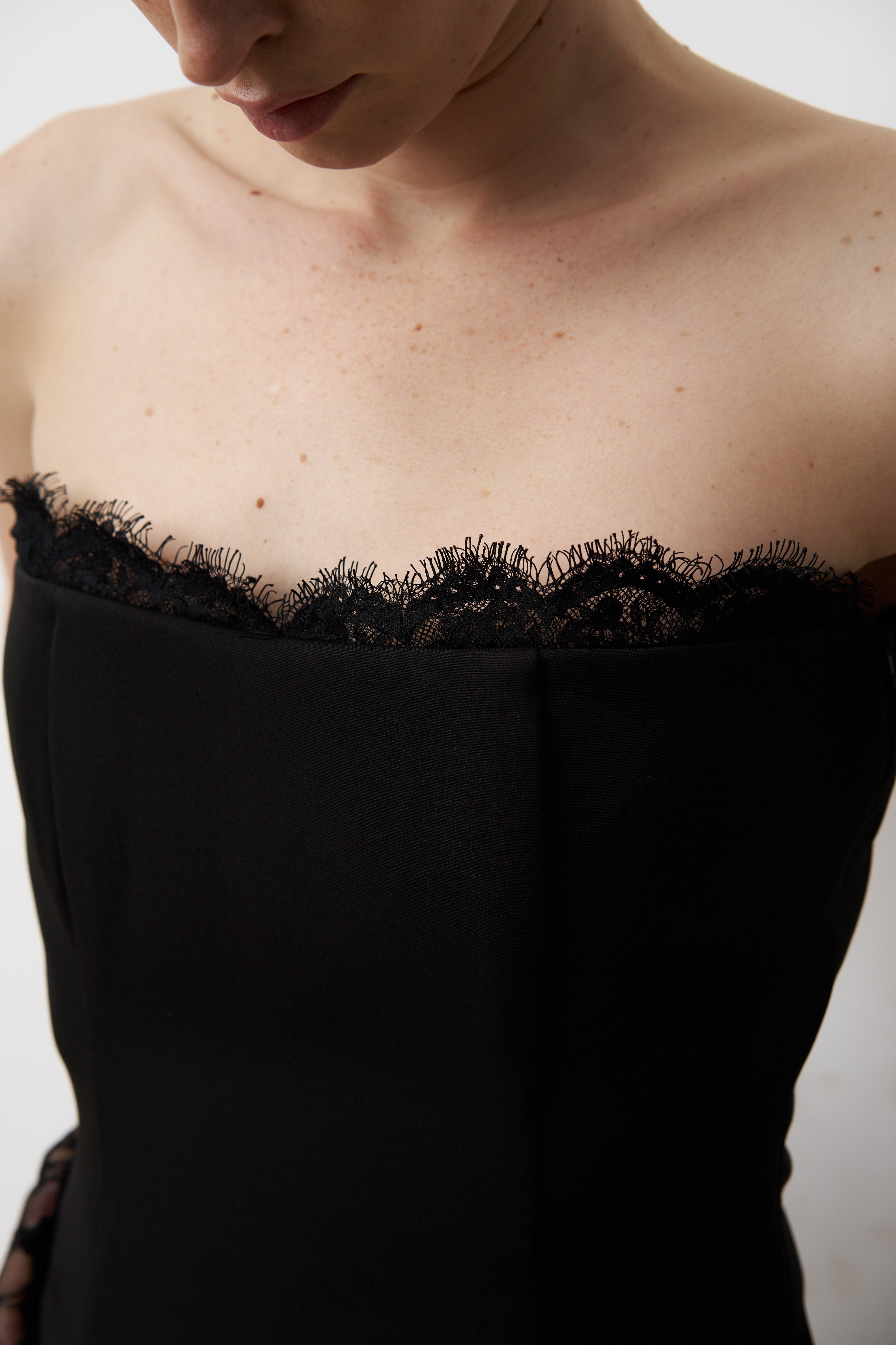 FAY Lace trim strapless top