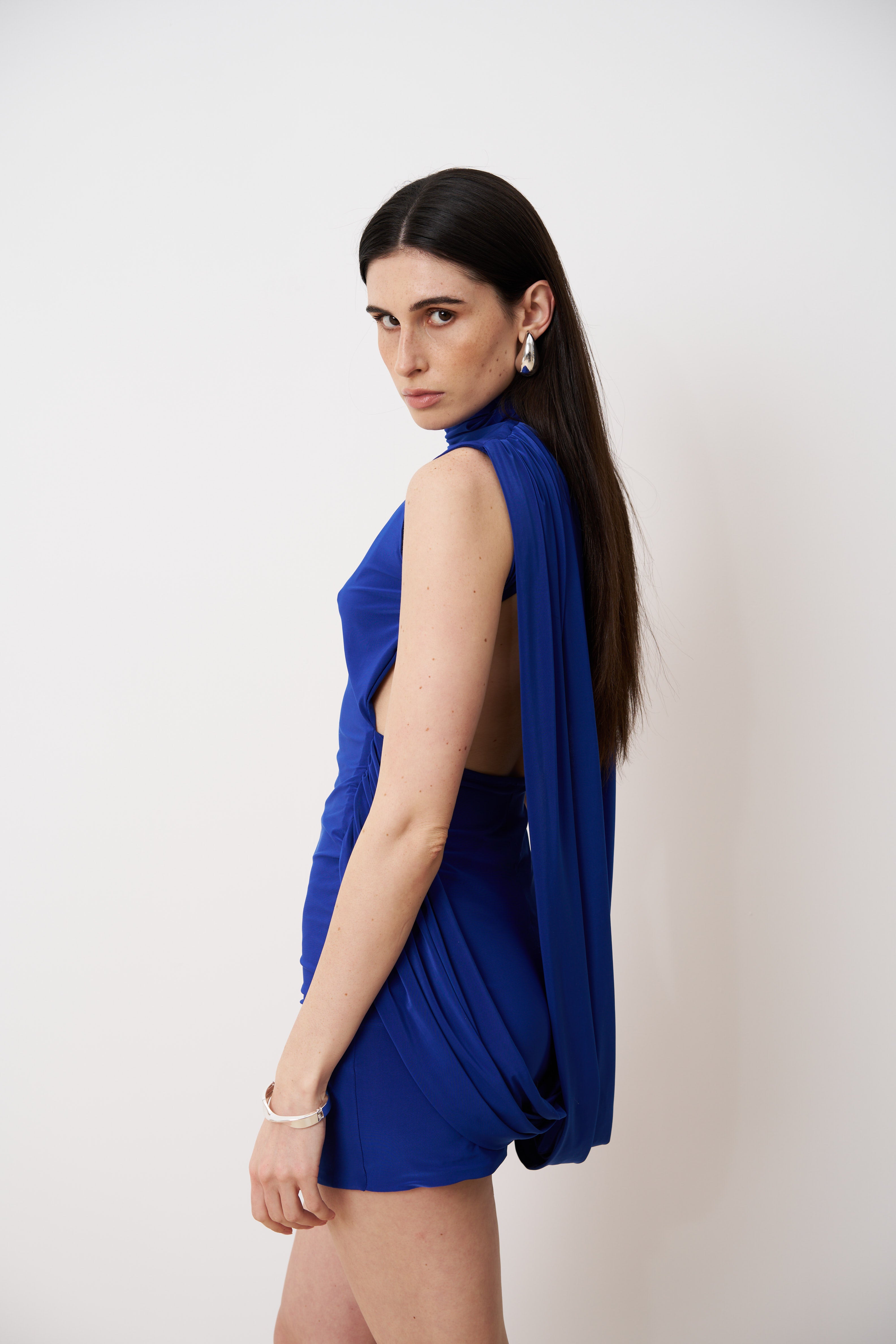 SYRA Draped open-back mini dress