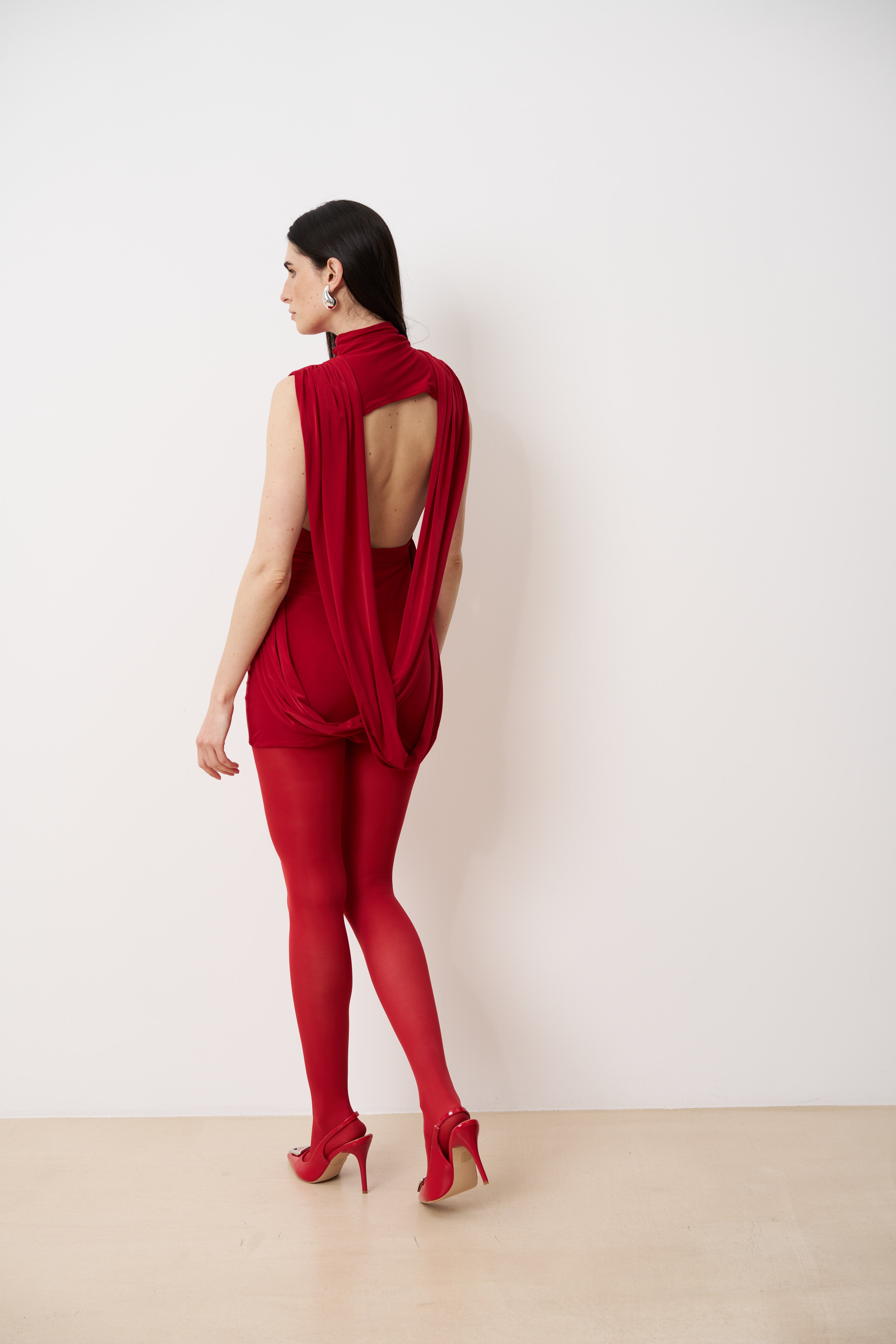 Mini-robe drapée à dos ouvert SYRA