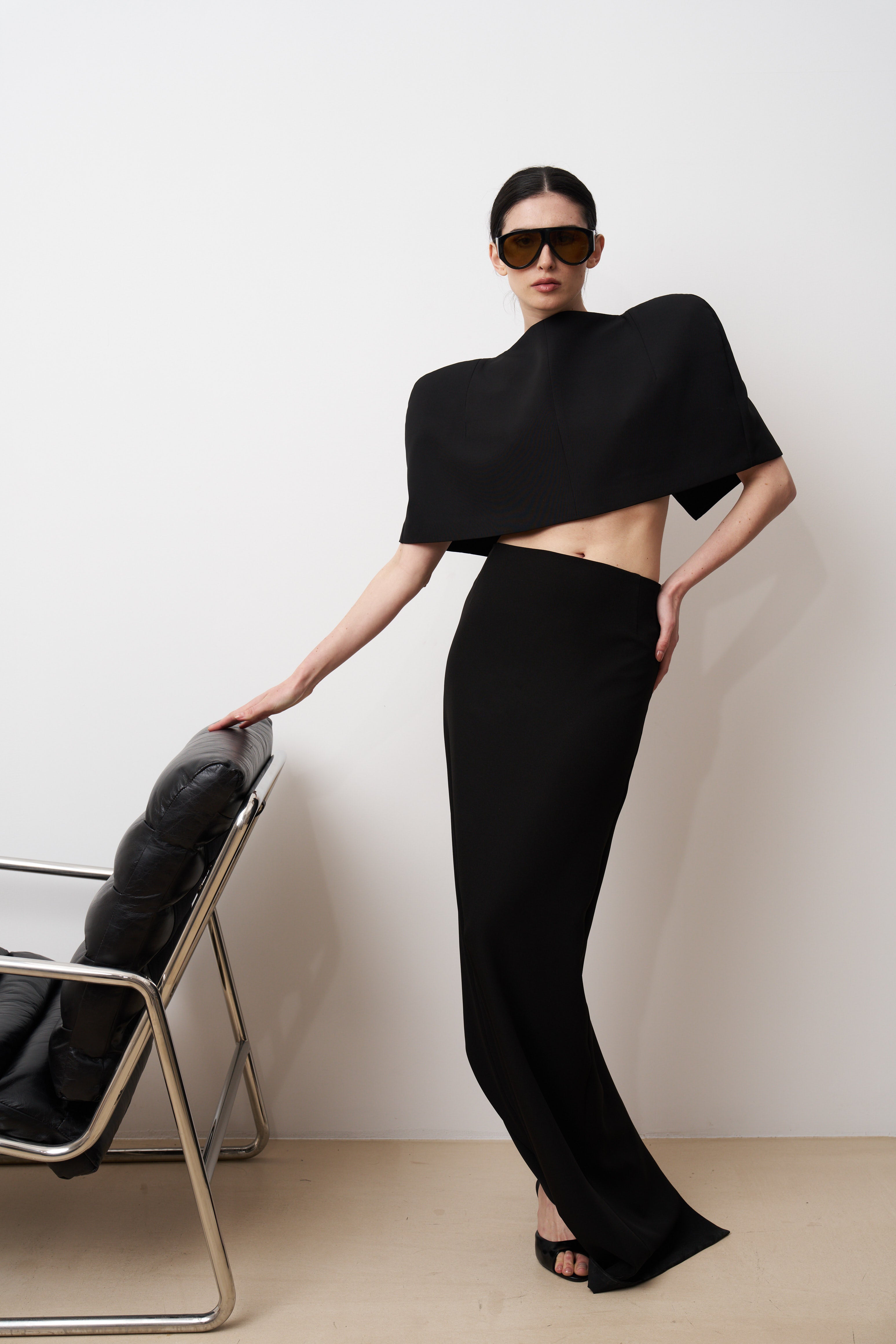 KAYA Column high slit maxi skirt