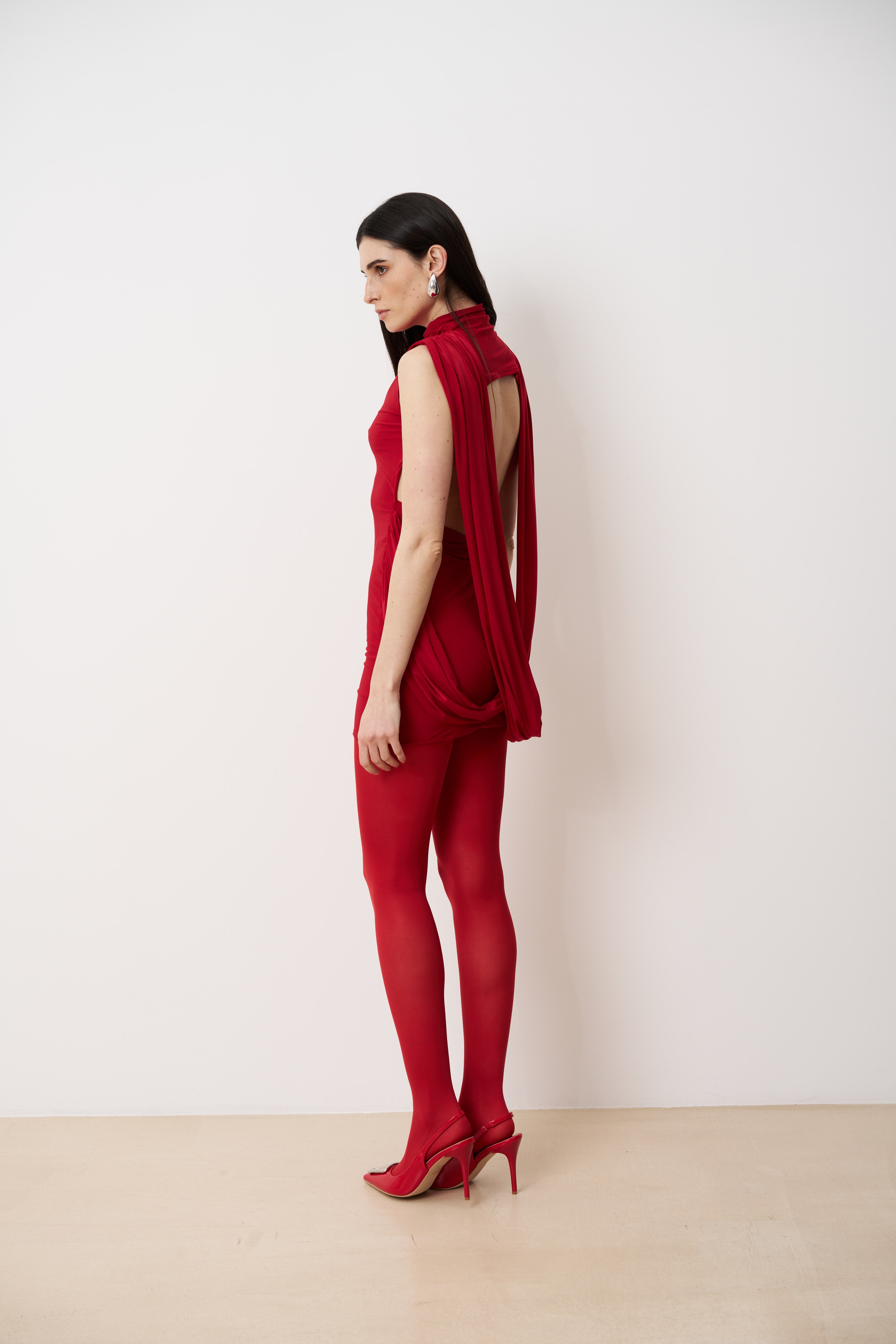 SYRA Draped open-back mini dress