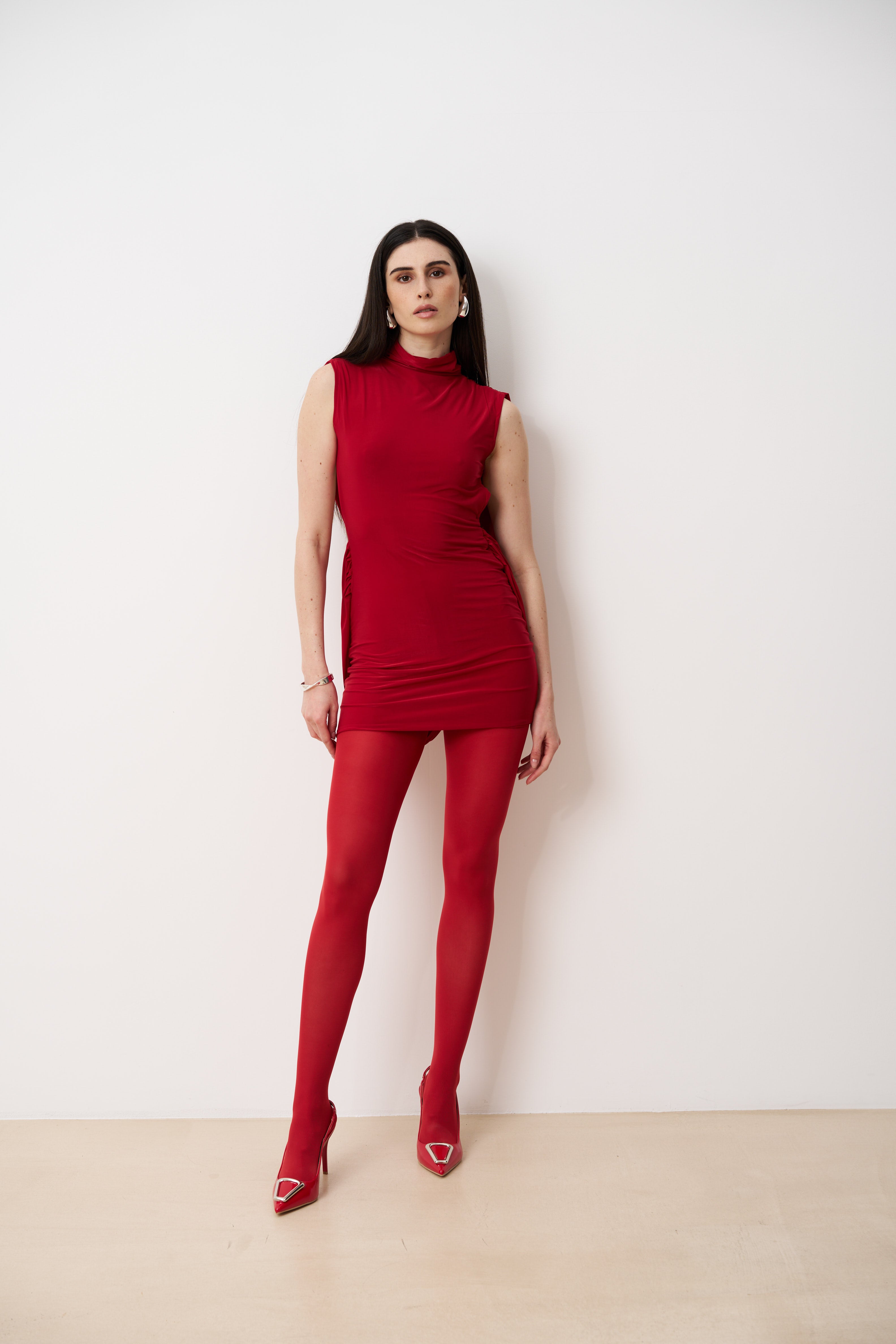 SYRA Draped open-back mini dress